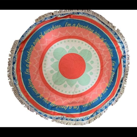 Beach or throw blanket! Circular and bright with “I’m a ray of freakin sunshine” - Picture 1 of 8